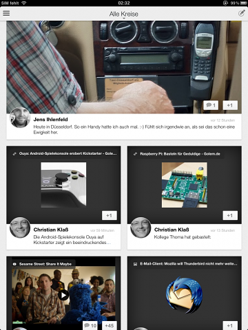 iPad-App von Google+ (Screenshot: Andreas Donath)